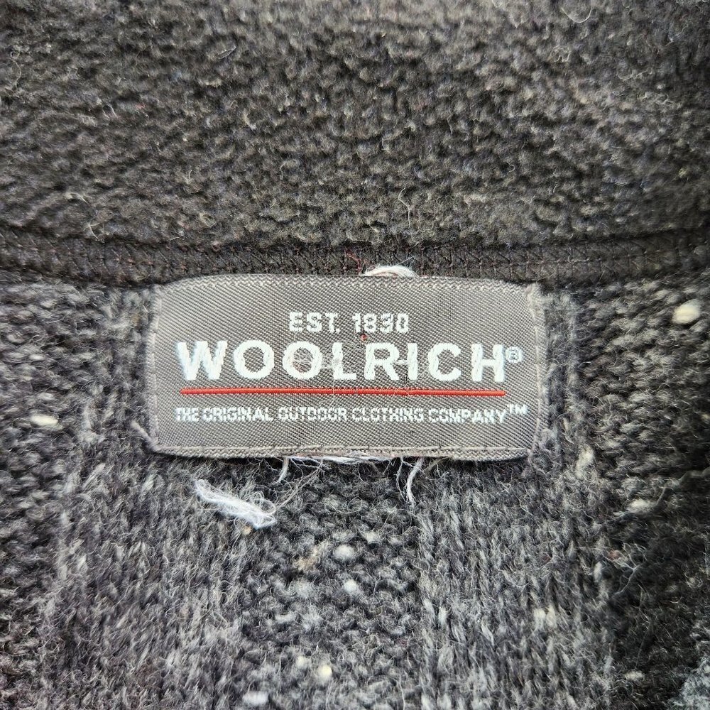 Woolrich Wool Quarter Zip Grey Confetti Ribbed Knit Cozy Pullover Sweater M - Picture 7 of 9